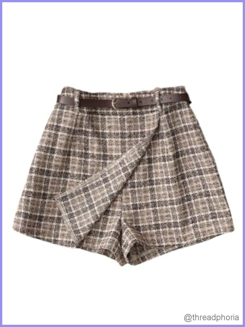 Women's High Rise Plaid Wrap Skort with Belt